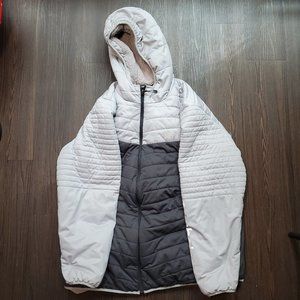Womens Grey and Navy Puffer Jacket With Hood
